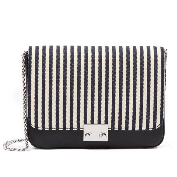 NWOT LOEFFLER RANDALL Striped Lock Crossbody Bag - Picture 1 of 6